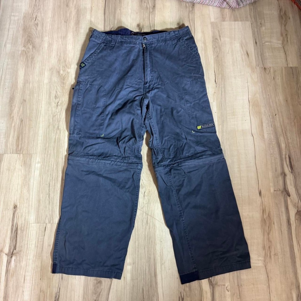Vintage Bugle Boy Navy Convertible Cargo Pants Mens 36x30 Zip Off Shorts Blue